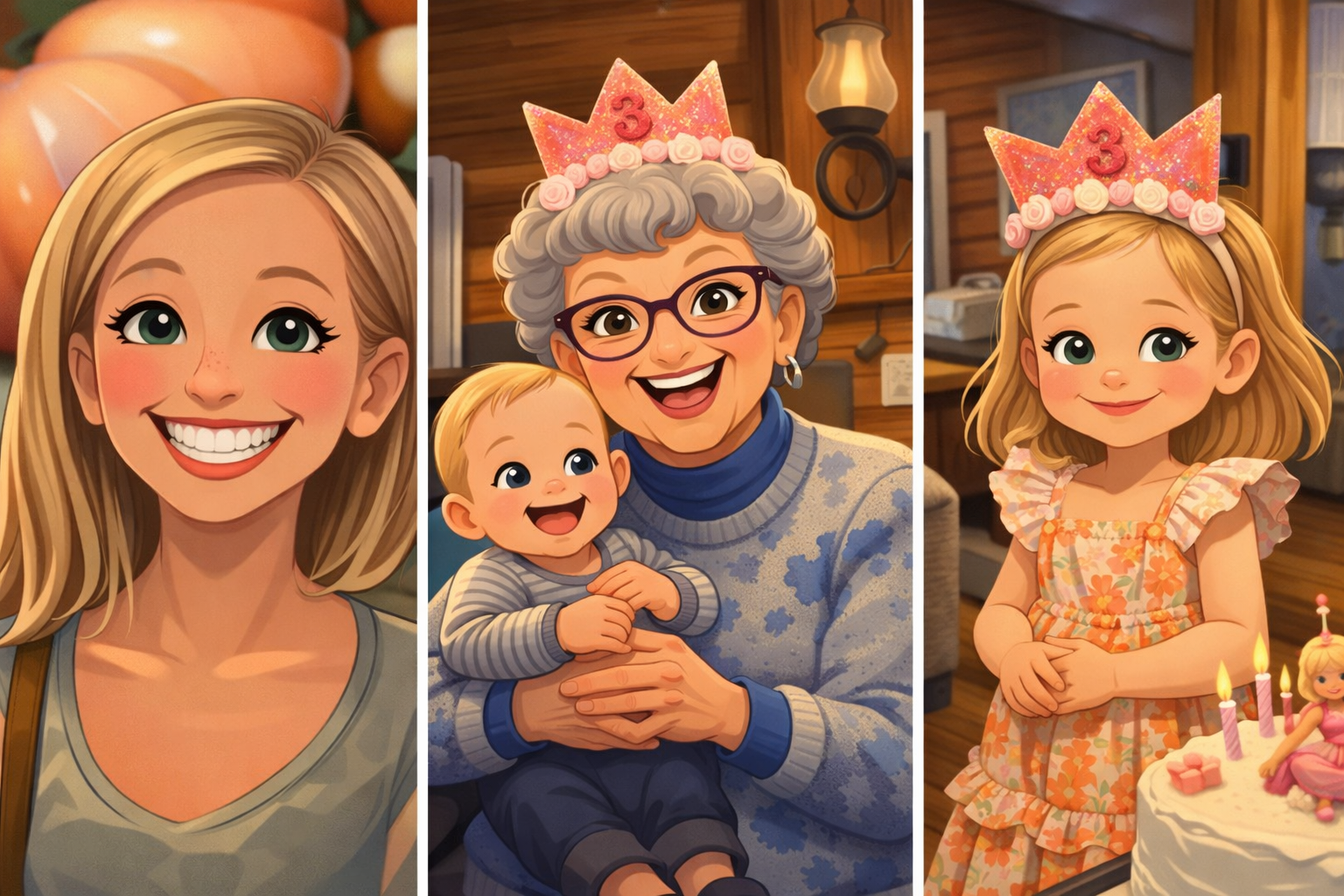 Sample animated character portraits from Coco Stories