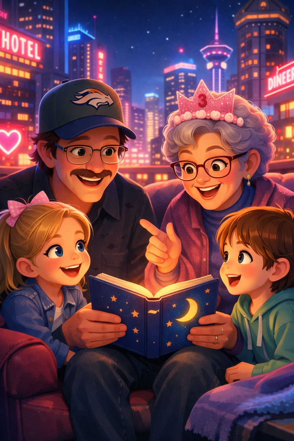 Sample animated family story — night city adventure